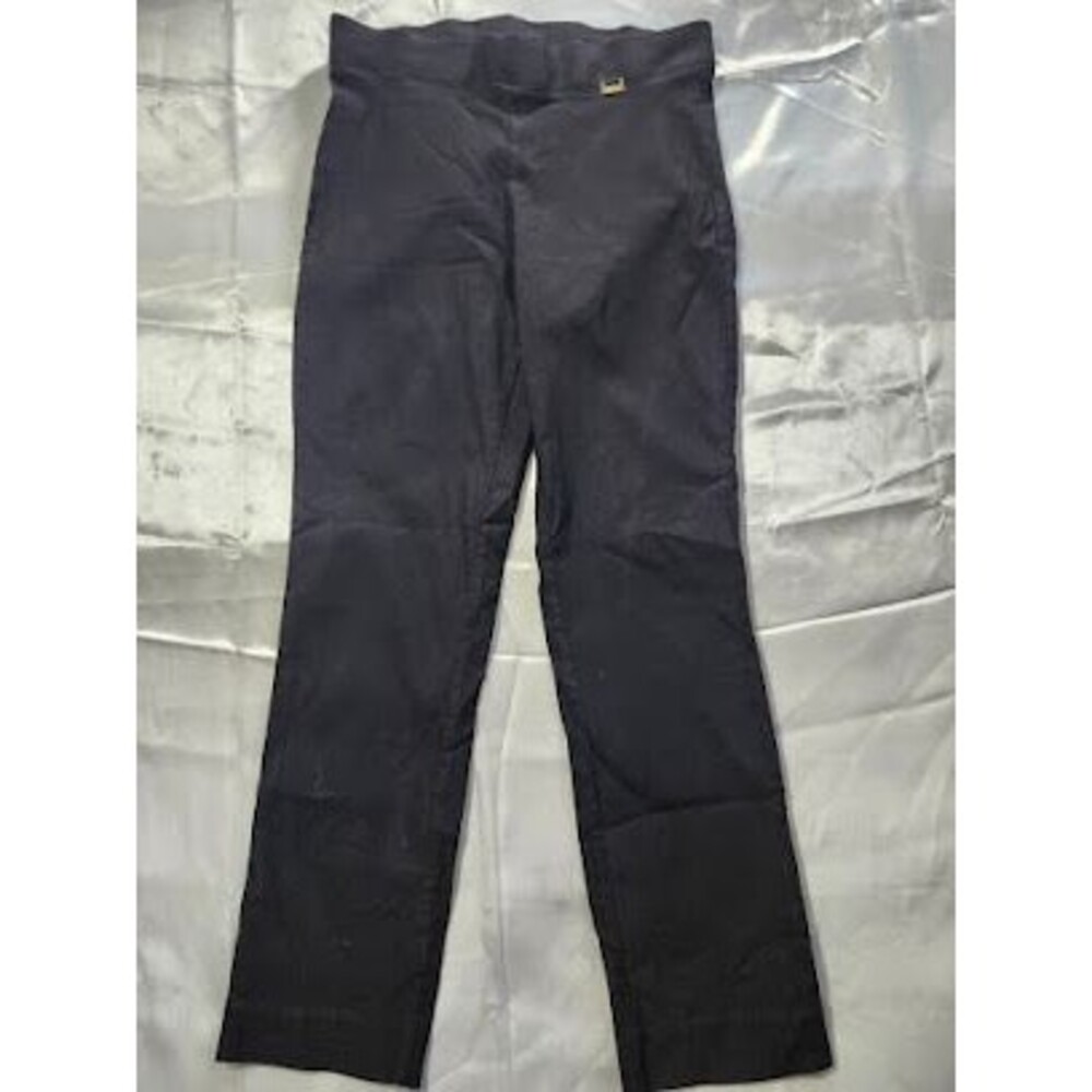 Anne Klein Dress Pants S Black Gold Hardware Stretch Workwear Straight Leg #202